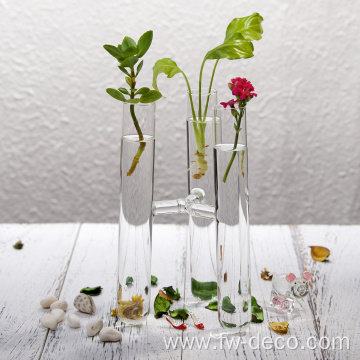 3 test tubes connected low-seat vase